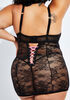 Lace And Mesh Corset Babydoll Set, Black image number 1