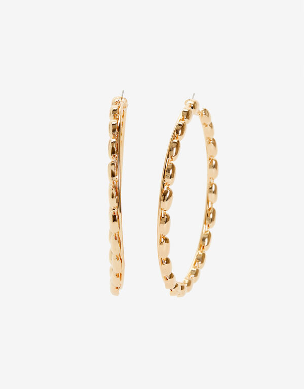 Gold Textured Hoops, Gold image number 0
