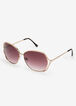 Gold Square Cutout Sunglasses, Gold image number 1
