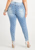 Chain Print Distressed Skinny Jeans, Denim Blue image number 1