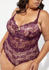 Lace Sweetheart Bodysuit, Plum Purple image number 2