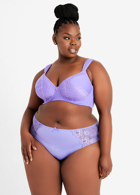 Lace Full Coverage Butterfly Bra, Purple image number 3