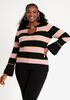 Bar Neck Bell Sleeve Sweater, Black image number 0