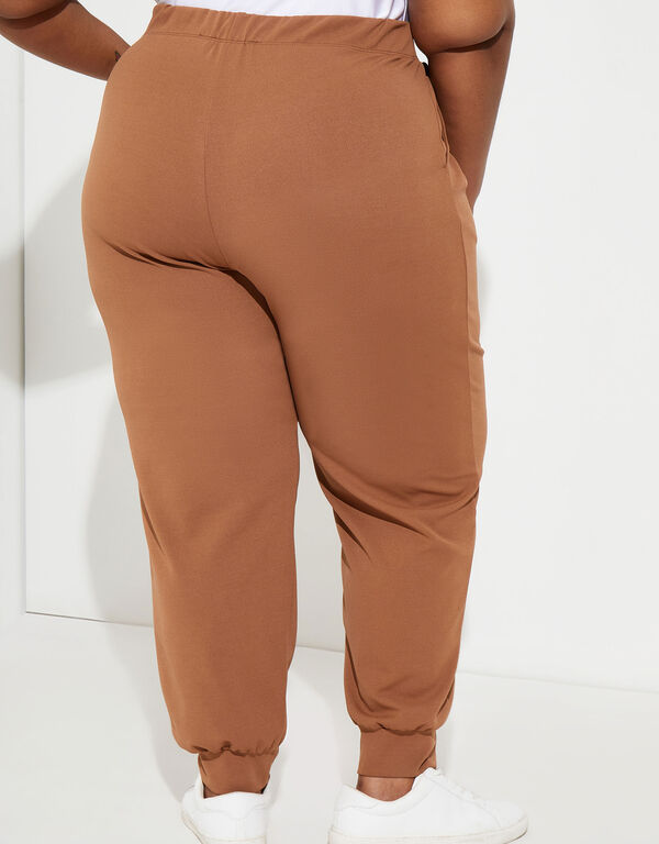 Mid Rise Stretch Crepe Joggers, Caramel image number 1