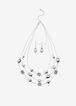 Tiered Beaded Necklace Set, Silver image number 0