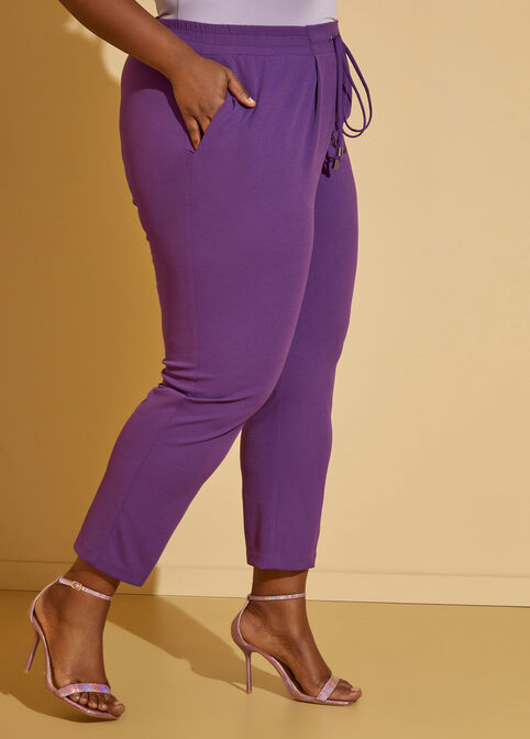 Mid Rise Tapered Ankle Pants, Purple image number 3