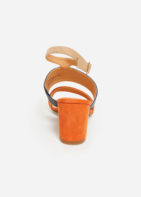 Colorblock Wide Width Sandals, Orange image number 3