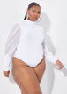 Mesh Paneled Bodysuit, White image number 0