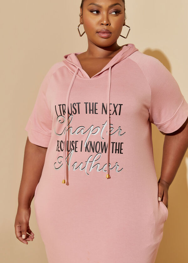 Author Graphic Hooded Dress, Blush image number 2