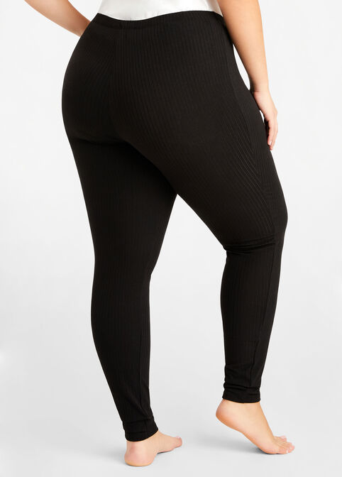 Cozy Lounge Ribbed Leggings, Black Combo image number 1