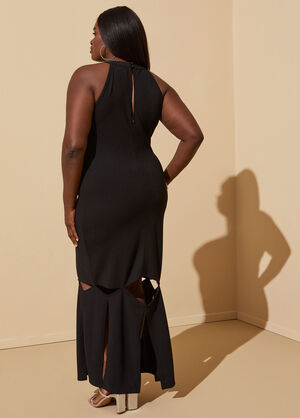 Crepe Cutout Maxi Dress, Black image number 1