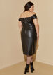 Ruched Faux Leather Bodycon Dress, Black image number 1