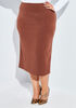 Stretch Crepe Midi Pencil Skirt, Brown image number 0