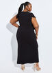 Ruffled Textured Knit Maxi Dress, Black image number 1