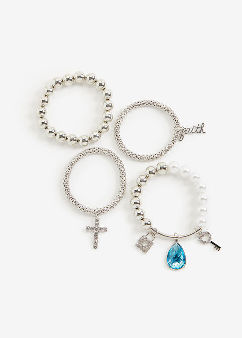 Faith Bead Charm Bracelets, Silver image number 1
