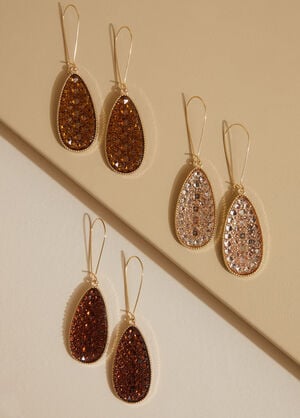 Druzy Earrings Set, Gold image number 1