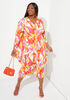 Printed Split Sleeve Midi Dress, Fandango Pink image number 0