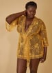 Lace Thong And Robe Set, Mustard image number 2