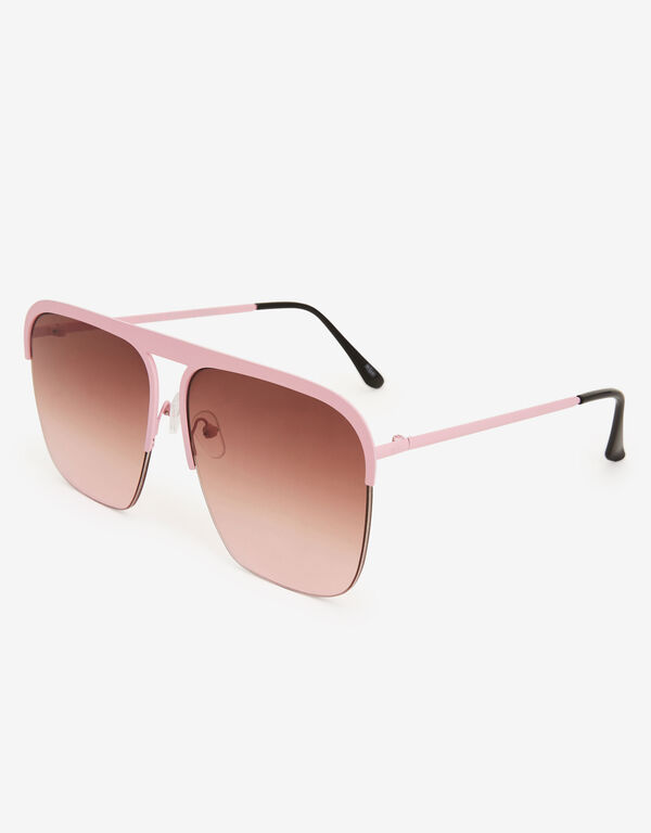 Pink Metal Square Top Sunglasses, Pink image number 1