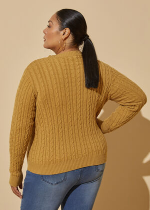 Cutout Cable Knit Sweater, Pale Gold image number 1