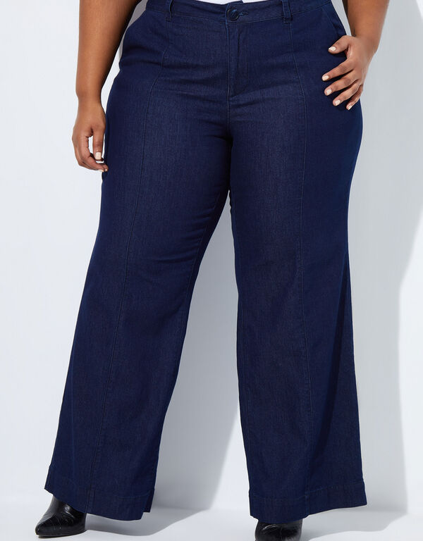 High Rise Wide Leg Trousers, Denim image number 0