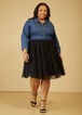 Tulle And Chambray Shirtdress, Black image number 2