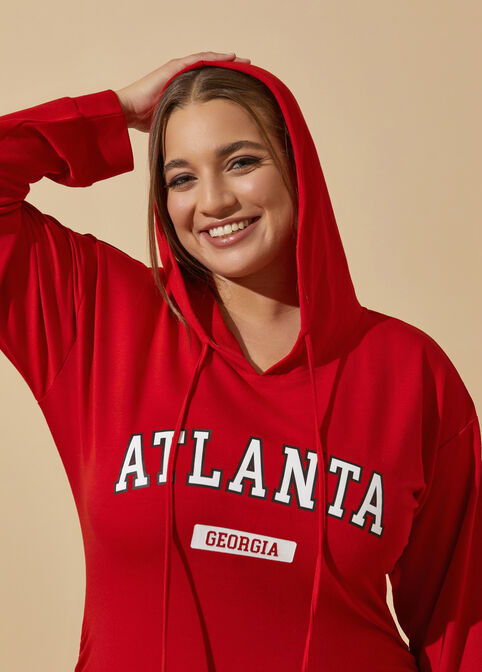 Atlanta Ruched Hoodie Dress, Red image number 2