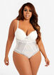 Mesh Cutout Lingerie Bodysuit, White image number 0