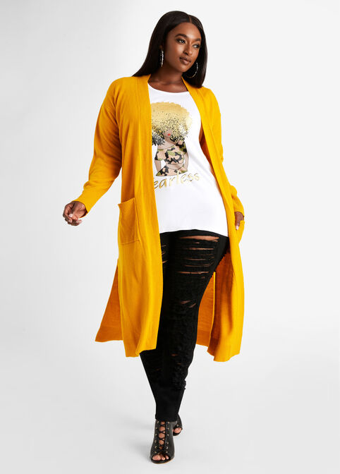Open Front Duster Cardigan, Nugget Gold image number 0