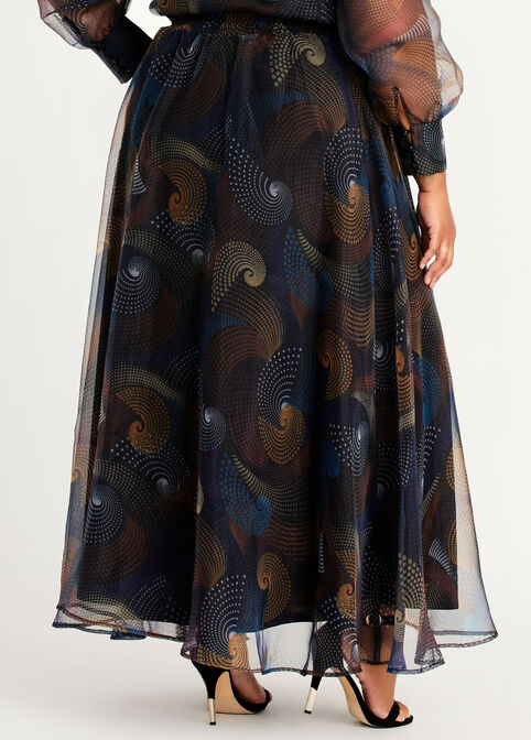 Swirl Organza Maxi Skirt, Turkish Tile image number 1