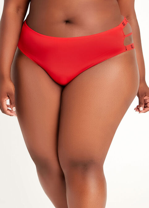 Plus Size Microfiber Shaping Tummy Control Logo Cutout Bikini Panty image number 0
