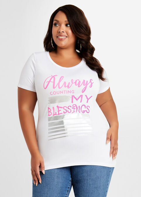 Count Your Blessings Graphic Tee, White image number 0