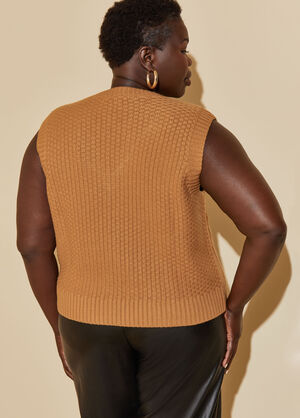 Cable Knit Sweater Vest, Chipmunk image number 1