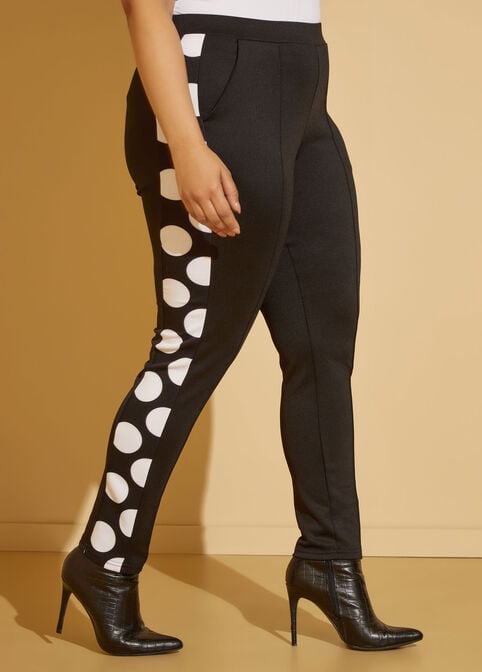 Polka Dot Leggings, Black White image number 2
