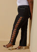 Cutout Mid Rise Skinny Jeans, Black White image number 3