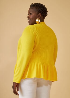 Open Front Peplum Cardigan, Maize image number 1