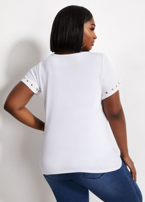 Studded Love & Loyalty Graphic Tee, White image number 1