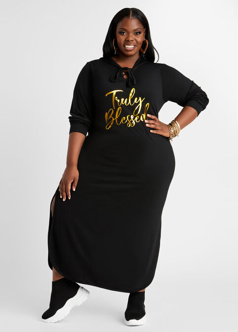 Truly Blessed Lace Up Maxi Dress, Black image number 0