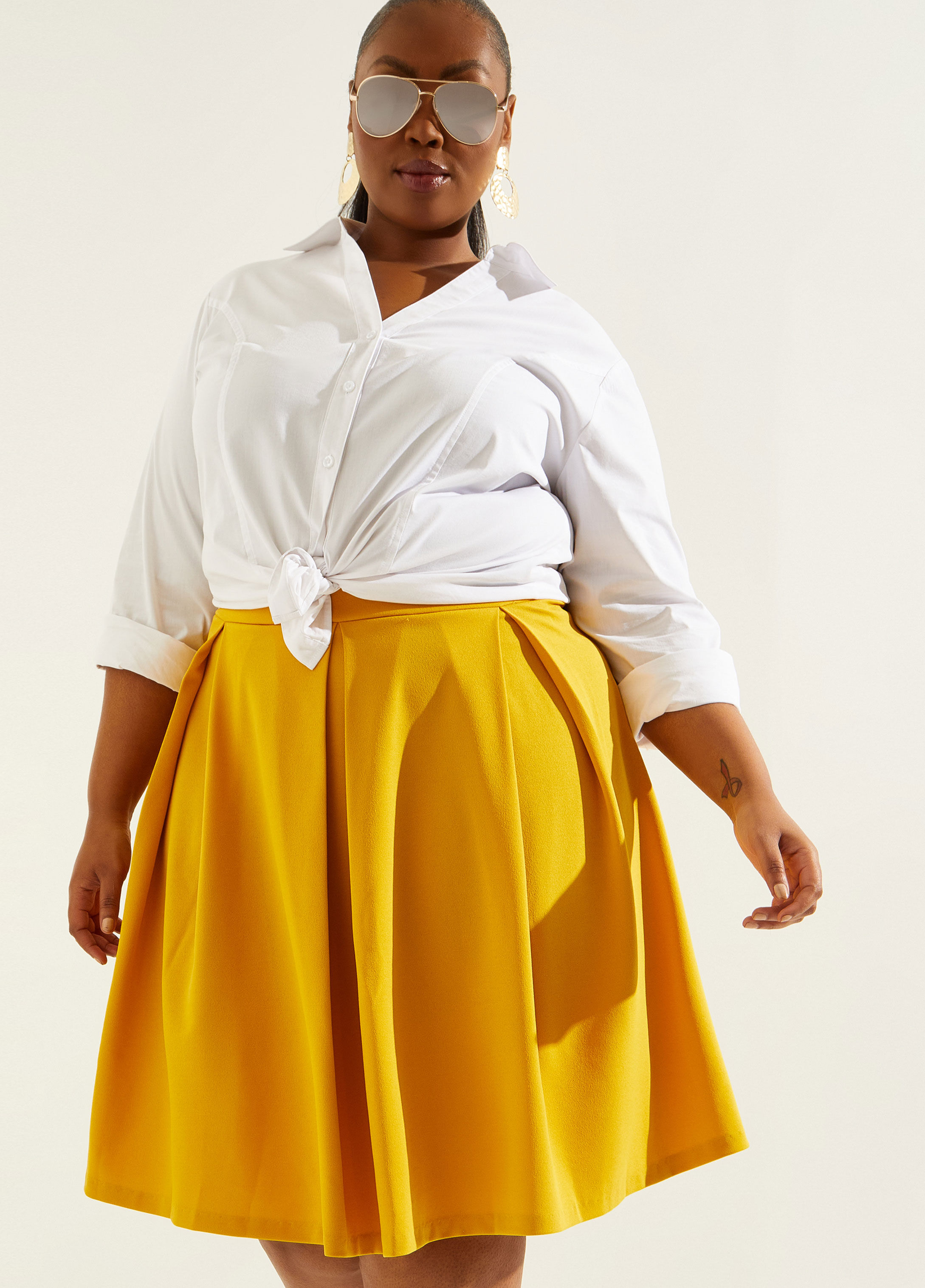 Dute - Plain Pleated Midi A-Line Skirt | YesStyle