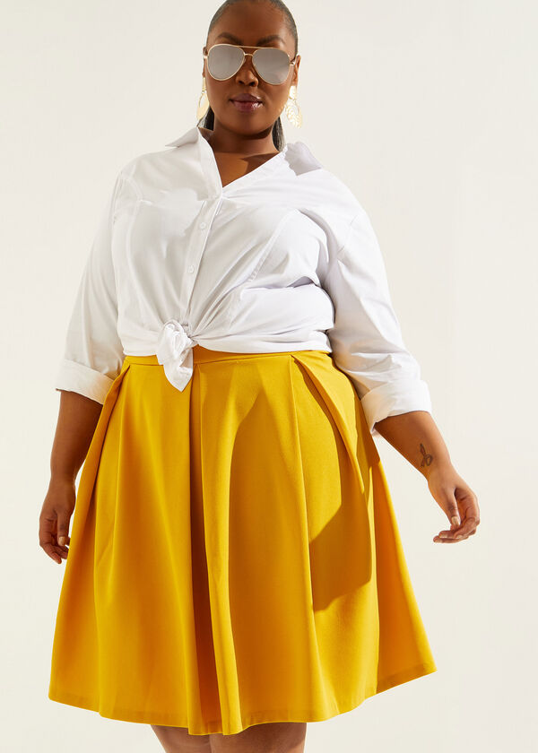 Plus Size Stretch Crepe A Line Knee Skirt