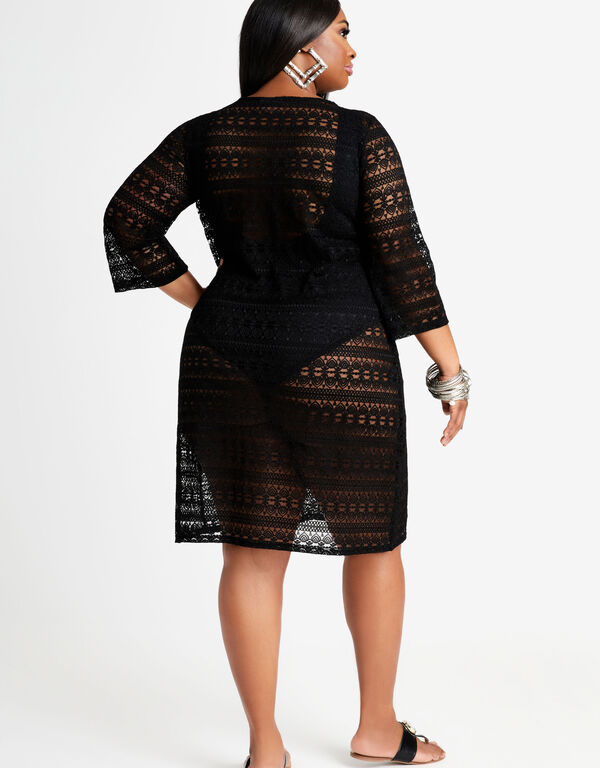 Beach Break Lace Up Mesh Cover Up, Black image number 1