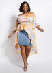 Watercolor Off The Shoulder Duster, Papaya image number 0
