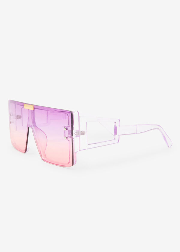 Tinted Cutout Sunglasses, Purple image number 2