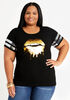 Sequin Dripping Lip Athletic Tee, Black image number 0