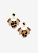 Animal Leather  Drop Earrings, Black Animal image number 0