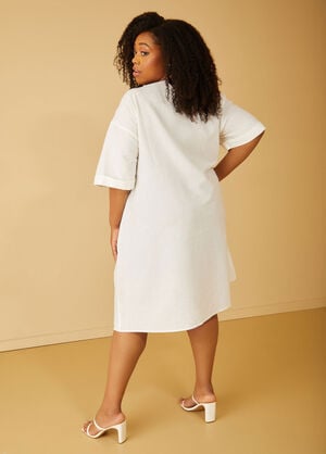 Profile Linen And Cotton Blend Dress, White image number 1