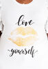 Love Yourself Crochet Jersey Tee, White image number 1