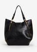 Large Faux Leather Hobo Bag, Black image number 1
