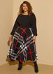 Split Sleeved Plaid Maxi Dress, Black Combo image number 3