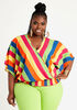 Faux Wrap Striped Blouse, Flame image number 0